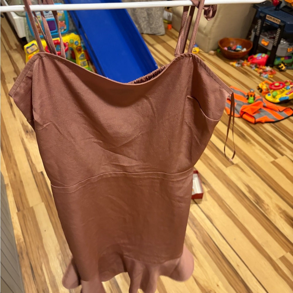 Express spaghetti strap Satin Slip Dress in Dusty Rose